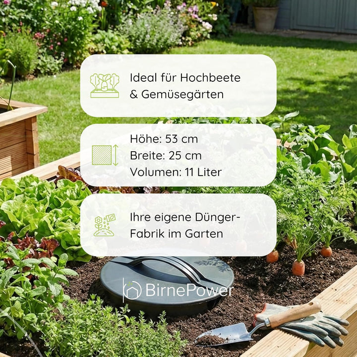 Unterirdischer Beetkomposter 11L für Garten & Hochbeet | Wurmkomposter zum Eingraben 53cm | Effektiv