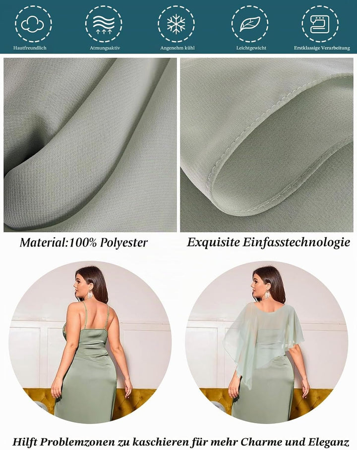 BEAUTELICATE Damen Chiffon Schal Stola Eleganten Cape Umhang für Braut Sommer Hochzeits Festliche Ab