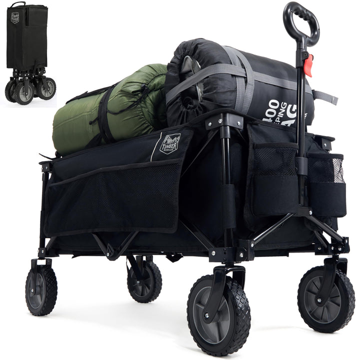 TIMBER RIDGE XXL Bollerwagen Faltbar Transportwagen mit Seitentasche Getränkehalter verstellbarem Gr