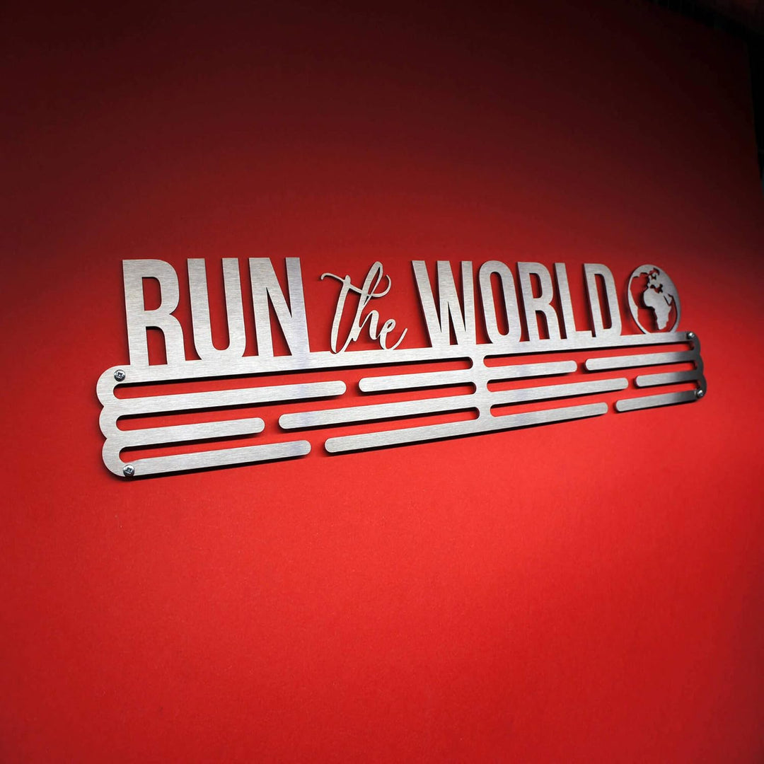 United Medals Run The World Medaillenhalter Edelstahl | Medaillen Aufhänger | Medal Hanger Holder Di