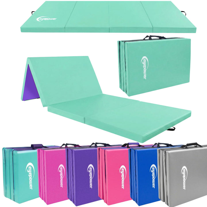 eyepower klappbare Turnmatte für Zuhause 180x60x5 cm - dicke Gymnastikmatte - Weichbodenmatte faltba