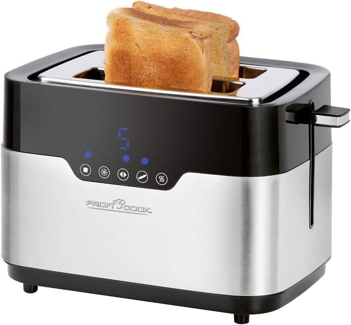 ProfiCook PC-TA 1170 2-Scheiben-Toaster, Sensor Touch, Brötchenaufsatz, Krümelschublade, Zentrierfun