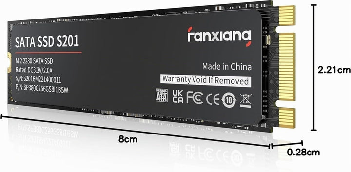 fanxiang M.2 SATA SSD 256GB 2280 Interne Festplatte mit SLC Cache, Hochgeschwindigkeits M2 SSD, Lese