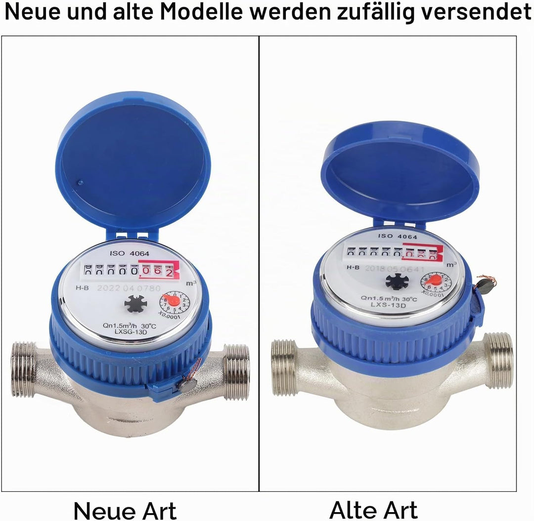Wasserzähler 1/2 Zoll Wasseruhr Geeicht Gartenwasserzähler 11,5 x 7,5 x 8,5cm Kaltwasserzähler 0 ℃ ~