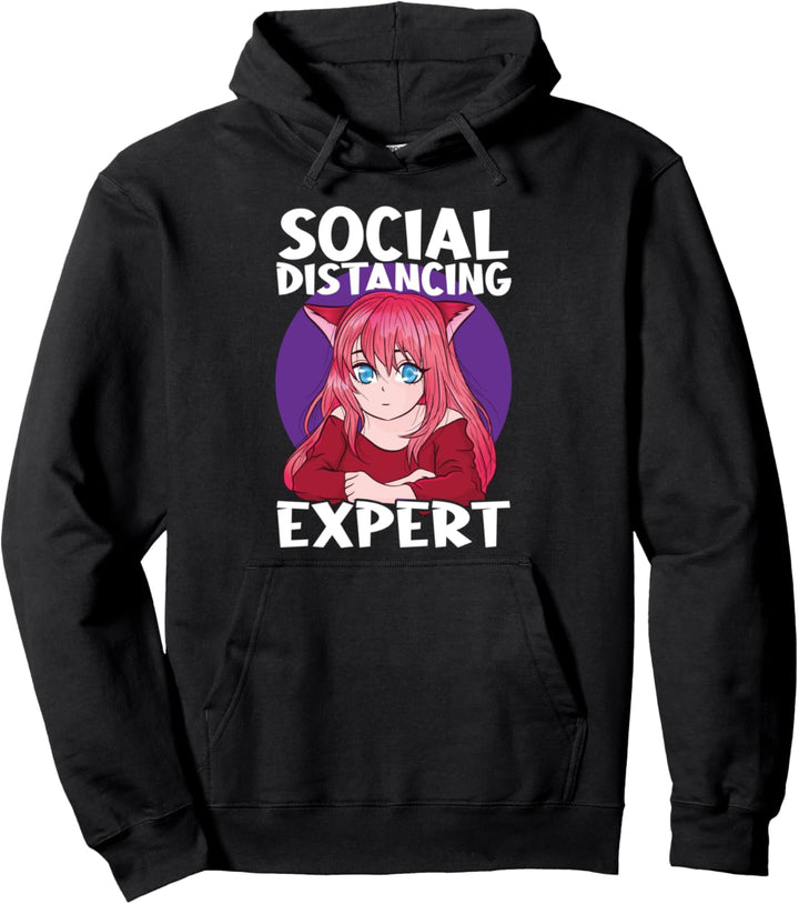 Experte für soziale Distanzierung Otaku Kawaii Pullover Hoodie
