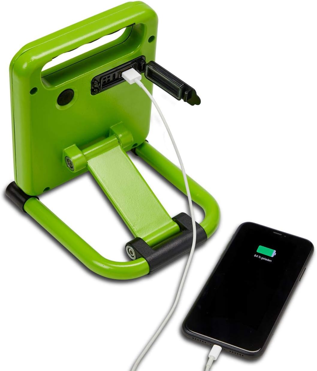 UNITEC LED Arbeitsstrahler mit Akku, 700 Lumen, 10W, faltbar, tragbar, Powerbank, aufladbar per Micr
