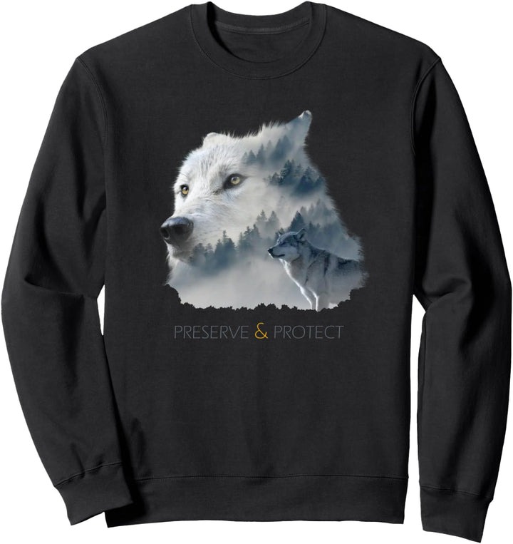 Wolf Preserve & Protect Umwelt Tierschutz Surreale Kunst Sweatshirt