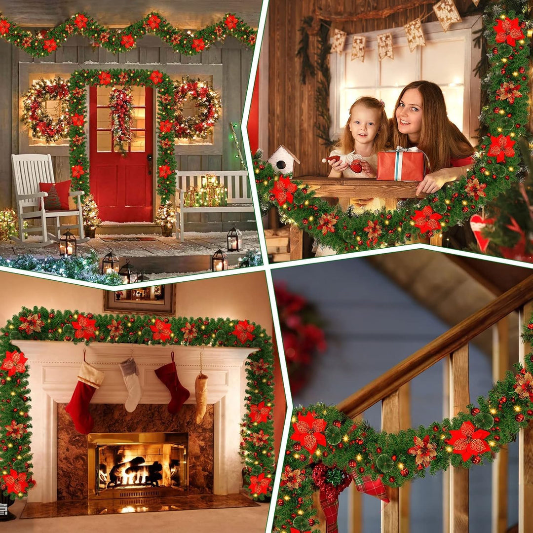 SHAVINGFUN Weihnachtsgirlande,Weihnachtsgirlande mit Beleuchtung,2.7M/9Ft weihnachtsgirlande batteri