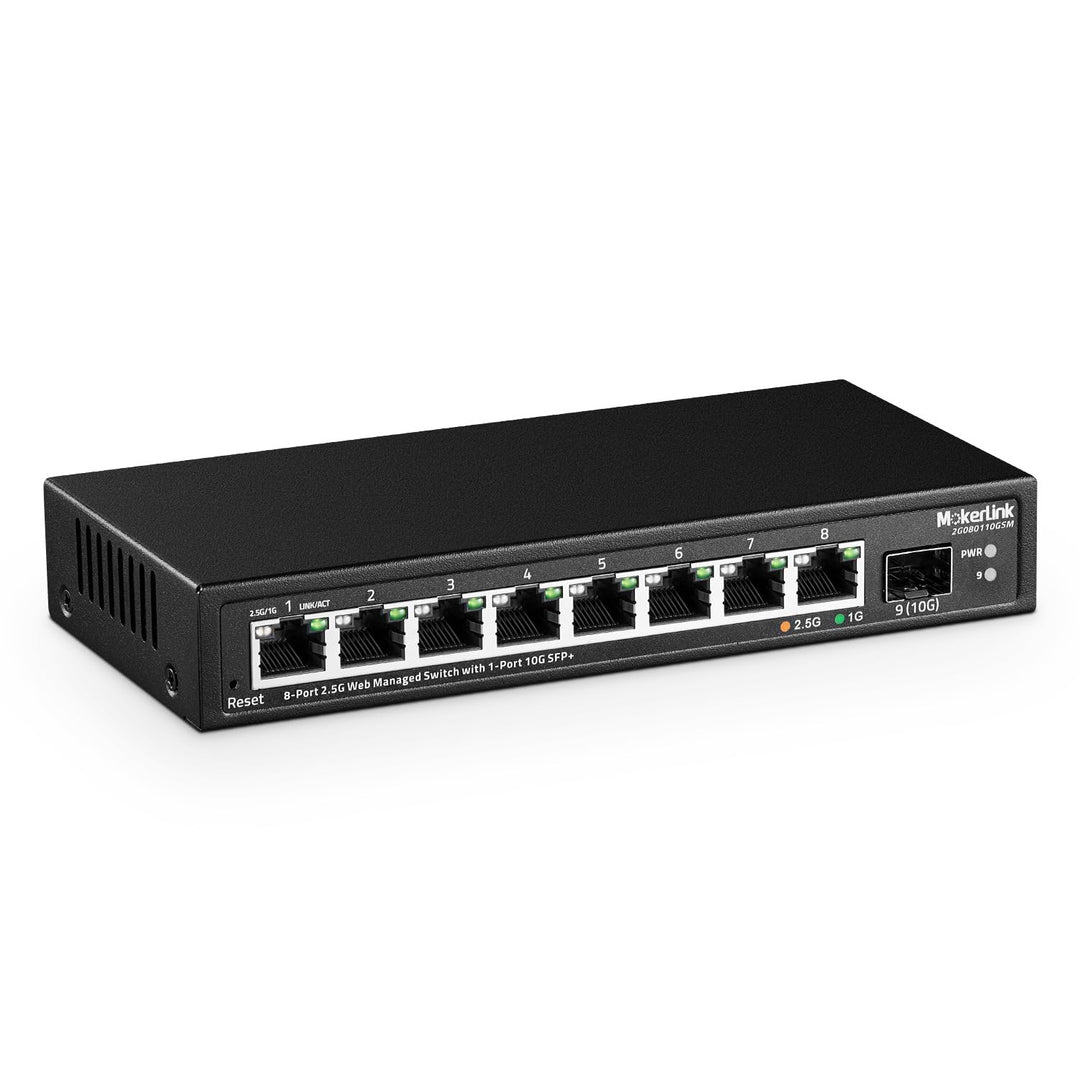 MokerLink 8 Port 2.5 Gigabit Managed Switch mit 10G SFP+ Slot, 8 x 2.5G Base-T Ports kompatibel mit