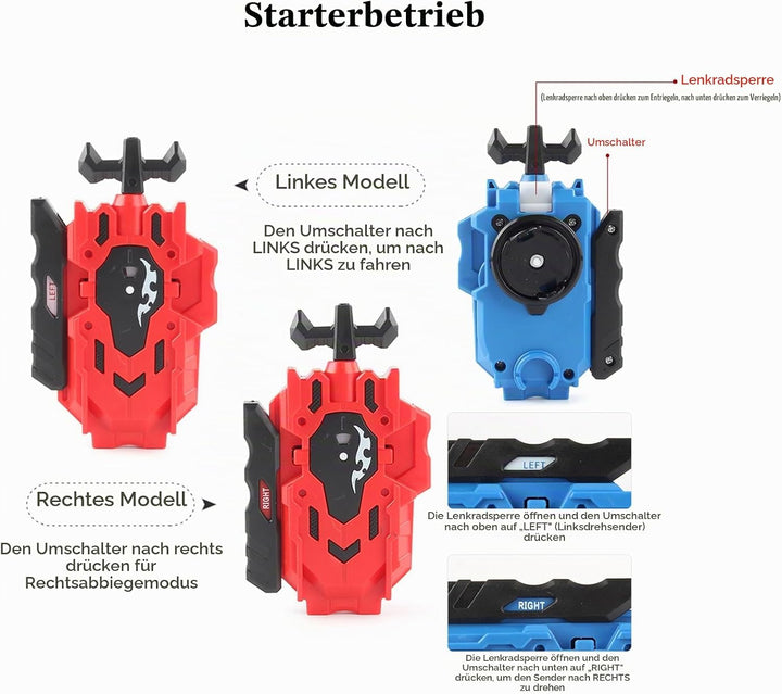 12Pcs Gyros Turbo Kreisel Set, Spielzeug Geschenk + Launcher Mit Box Set,Hong Rend-12, Rend-12