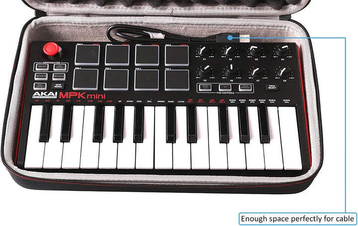 LTGEM Tragetasche für Akai Professional MPK Mini MKII & MK3 & MPK Mini Play | 25 USB Tasten und Keyb
