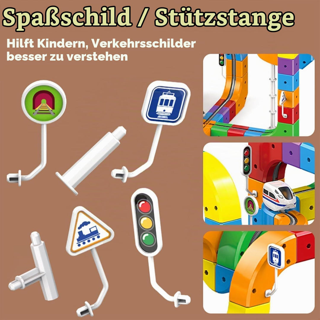 81 stück Clickrail Electric Train Set Flexible Rennstrecke, DIY Cube Track Block Zug mit Schwerkraft