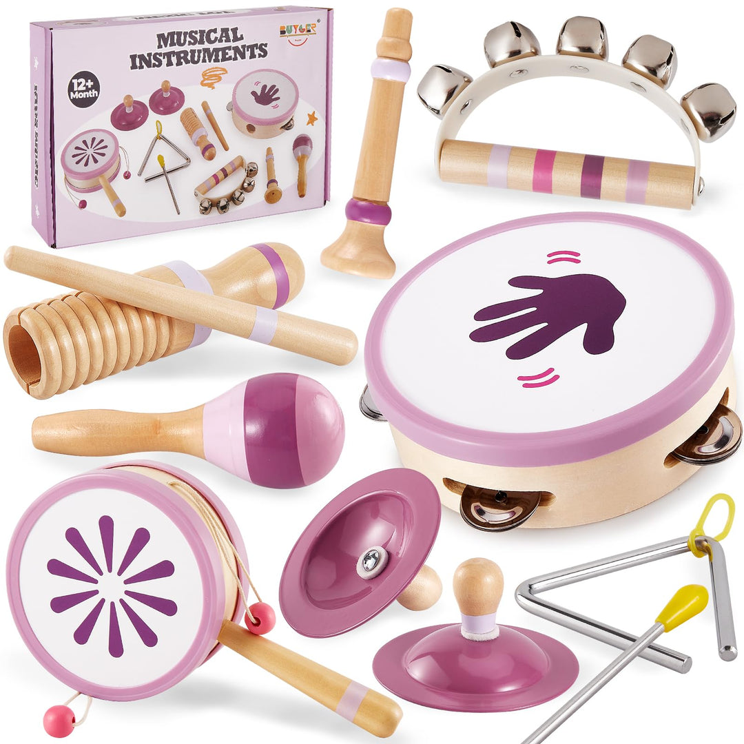 BUYGER Percussion Instrumente für Kinder, Baby Montessori Musikspielzeug aus Holz, Musikinstrumente