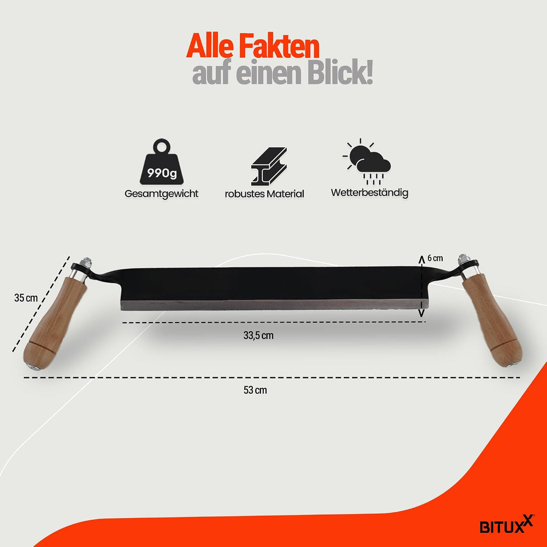 BITUXX 3er Set Zugmesser für Holz Ziehmesser Schäleisen Zieheisen 10" 13"