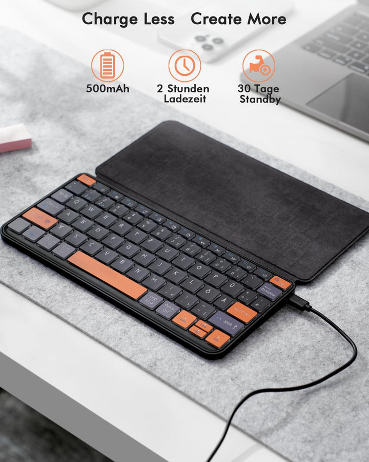 Doohoeek Tragbare Dual Bluetooth Tastatur für Tablet & Smartphone, Mini Keyboard mit verstellbarem S