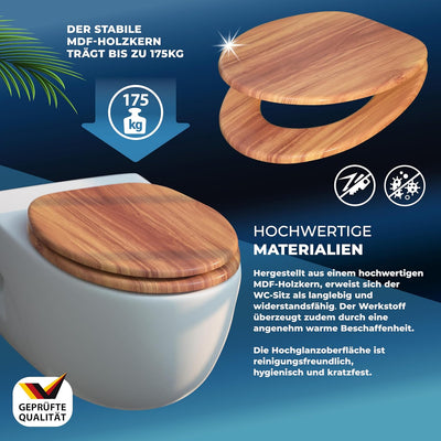 CASARIA® WC Sitz Doppelte Absenkautomatik MDF Holzkern hygienisch Rostfreie Scharniere 175kg Bad Toi