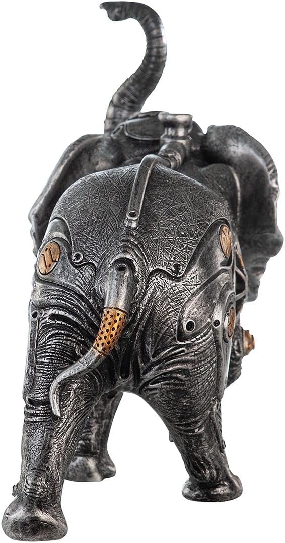 Brillibrum Design Figur Steampunk Deko Elefant aus Polyresin Skulptur Silber Zahnrad Dekoration Indu