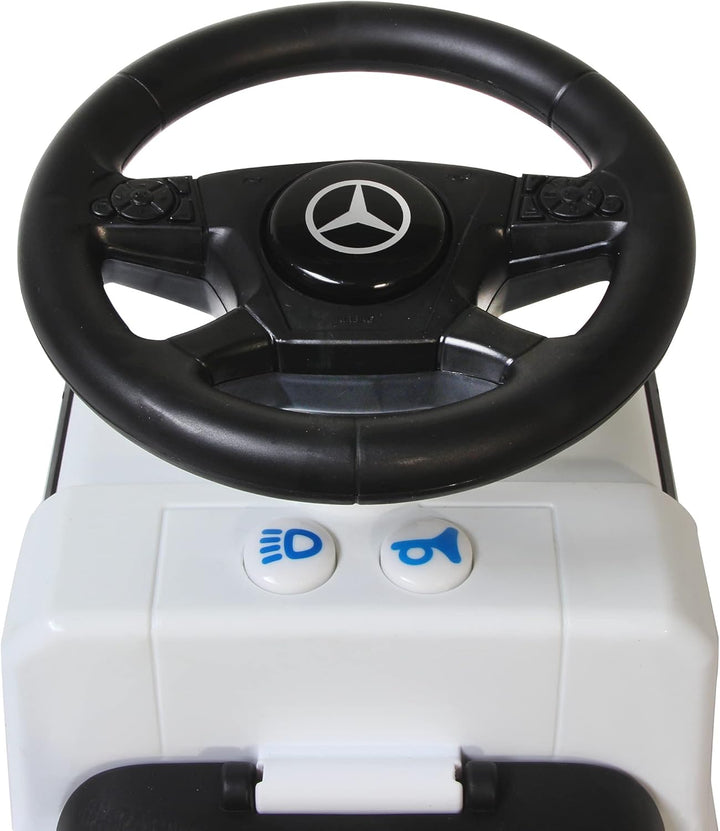 Rutscher Mercedes-Benz Antos - ab 12 Monate, Sitzhöhe 280 mm, Kippschutz, Kofferraum unter der Sitzf