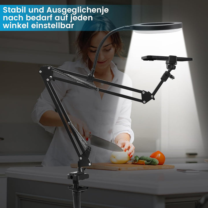 Stativ Handy mit Ringlicht,10 Zoll LED Ringlicht mit Stativ Handy, Overhead Kamera Ständer,Dimmbare