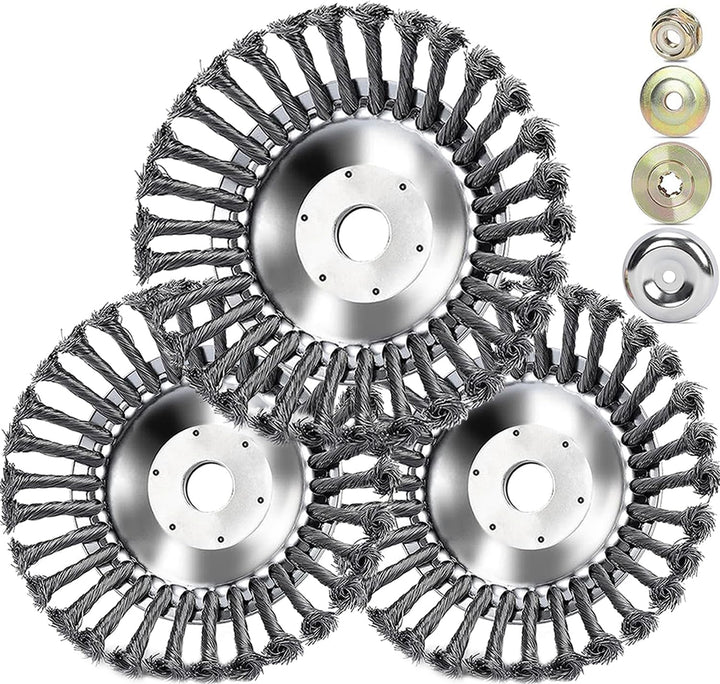 3 Stück Unkrautbürste Freischneider, Profi Wildkrautbürste für Motorsense zur Effektiven Unkrautentf