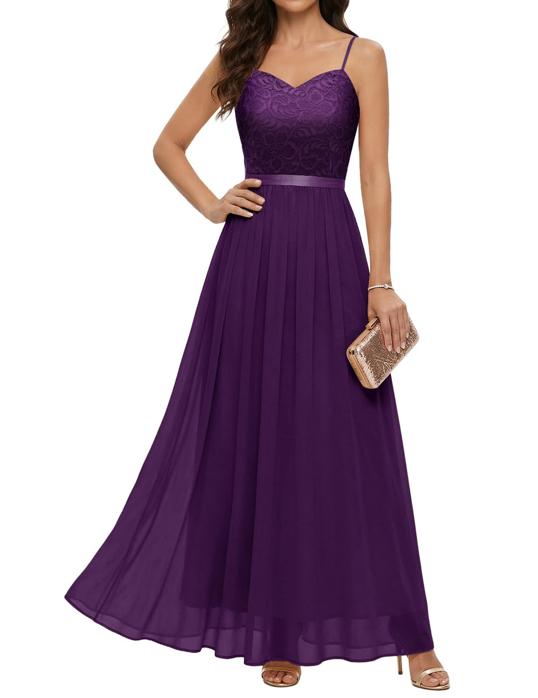 DRESSTELLS Abendkleider Elegant für Hochzeit Festlich Ballkleid Damen Lang Brautkleid Standesamt Bra