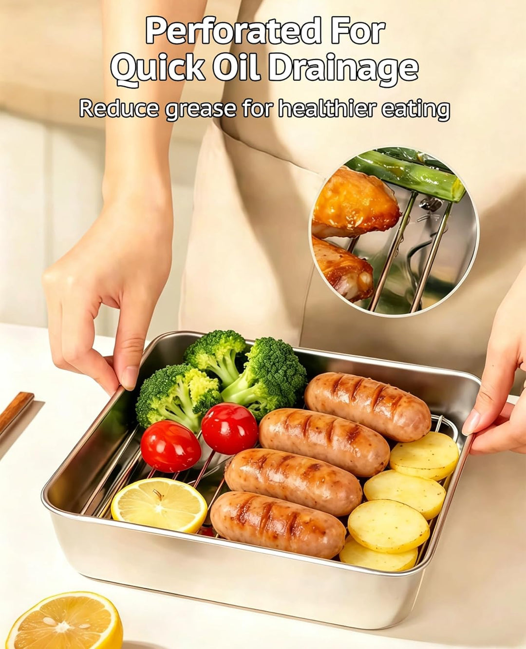 AirFryer Zubehör 6-Piece Set for Ninja Dual Zone & FlexDrawer, 2 X 304 Auflaufform Edelstahl & Grill