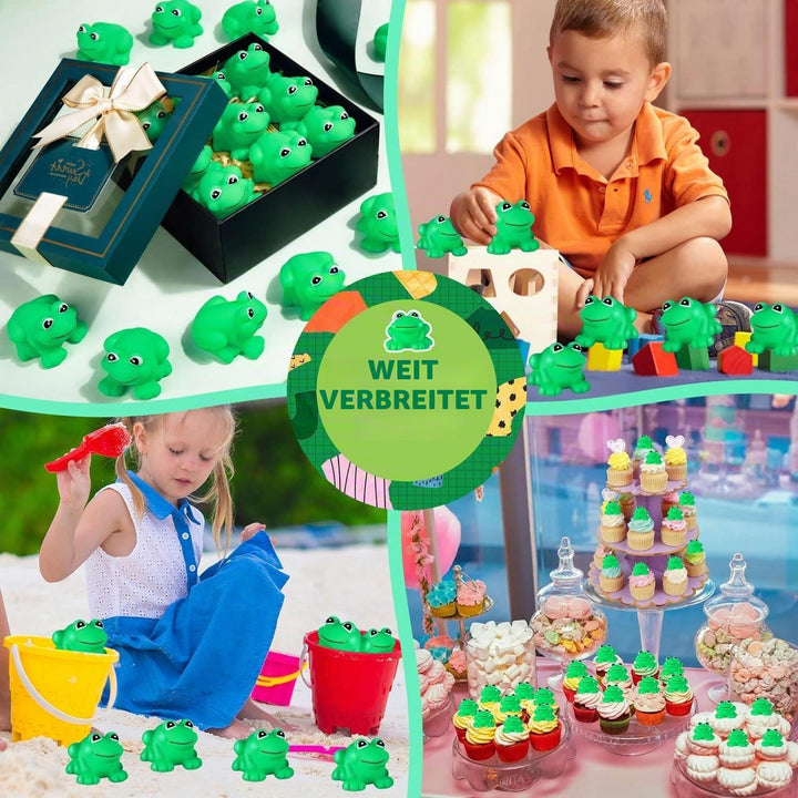 36pcs Rubber Floating Frogs for Kids, Cute Bath Toy Mini Frogs Floating Squeaky Frog for Cake Decora