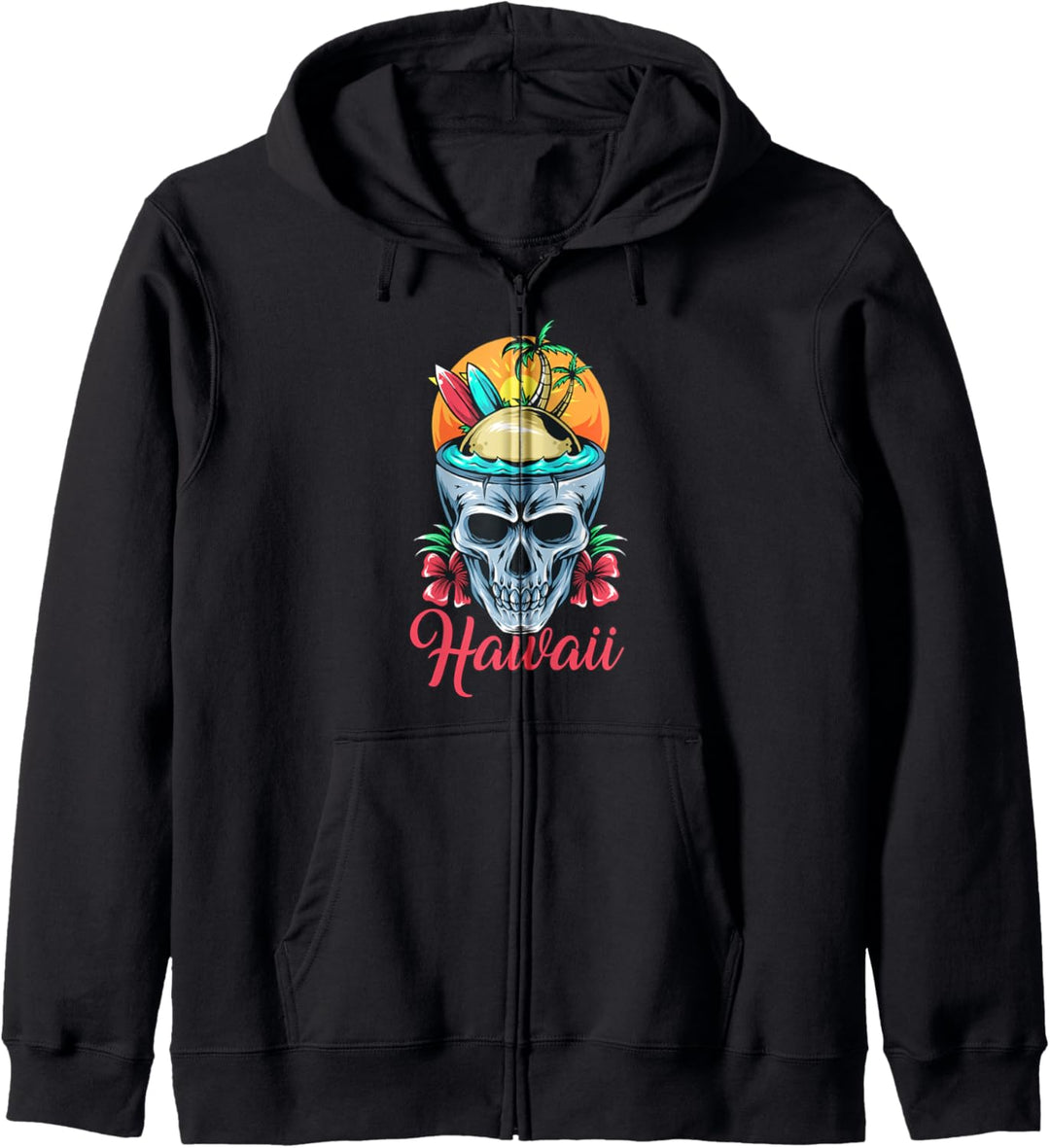Hawaii-Souvenir Hawaii Schädel Surfen Blumen Kapuzenjacke
