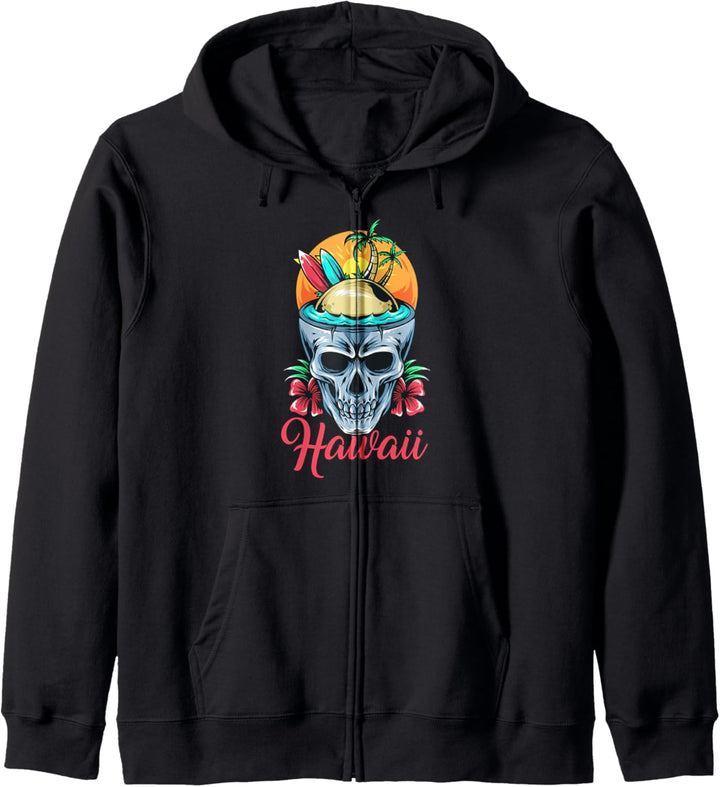 Hawaii-Souvenir Hawaii Schädel Surfen Blumen Kapuzenjacke
