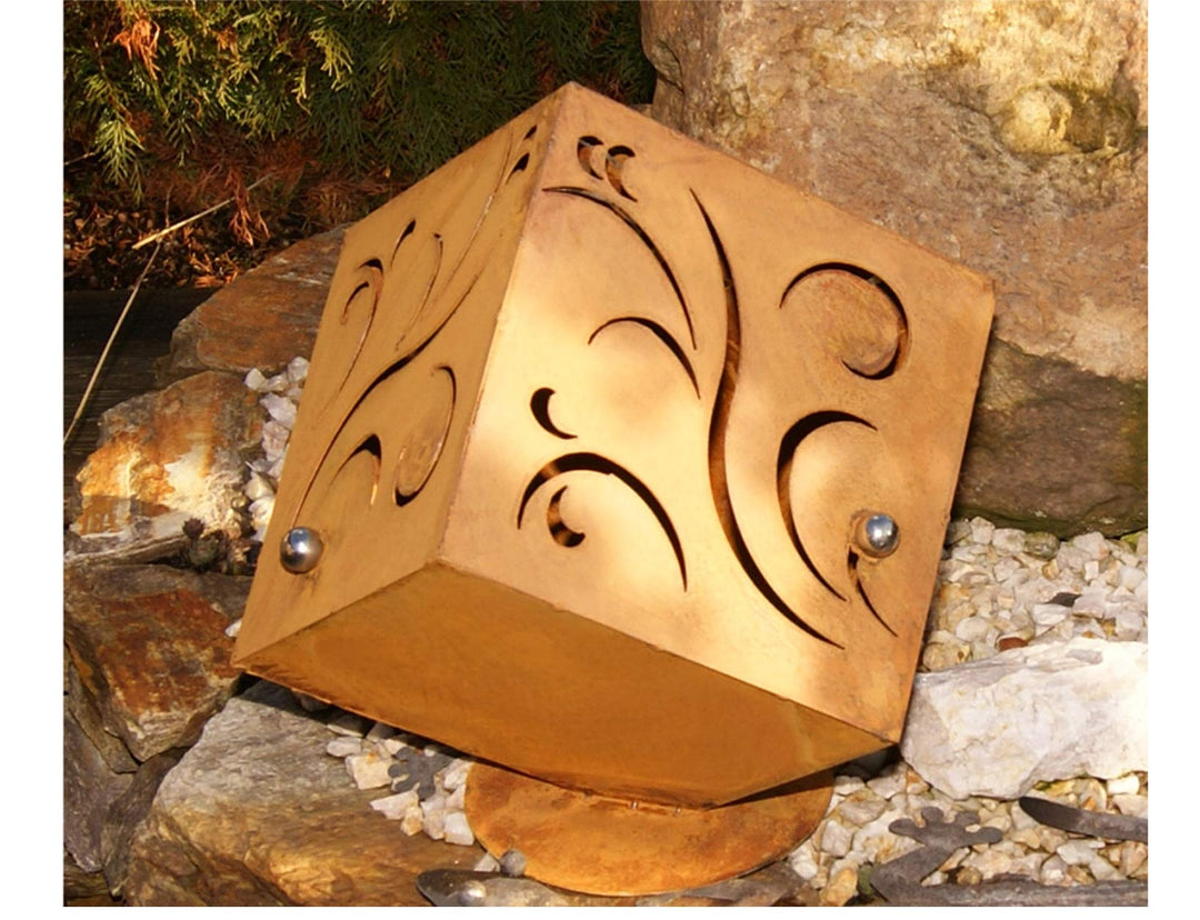 Würfel Barocco Edelrost Rost Metall Gartendeko f.Säule Edelstahl - Kugel