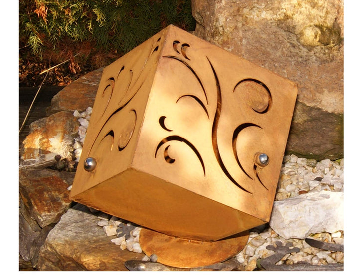Würfel Barocco Edelrost Rost Metall Gartendeko f.Säule Edelstahl - Kugel