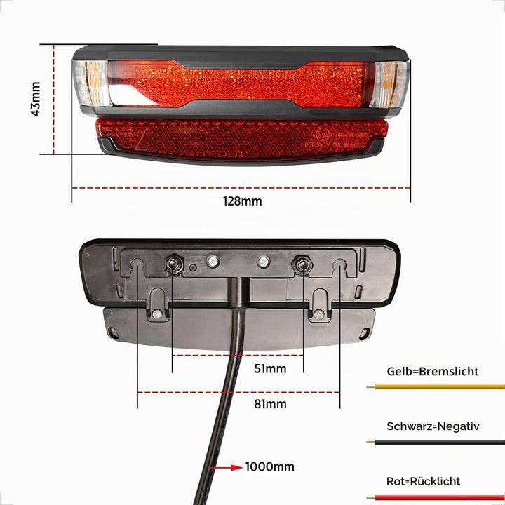 evermotor 6-58V LED Rücklicht Motorrad, StVZO Zugelassen Fahrrad Bremslicht mit Reflektor für Hinten