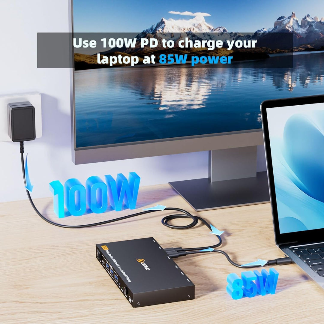 Triple Monitor KVM Switch for 1 Laptop 1 Desktop, USB 3.1 KVM Switch 2 PC 3 Monitore USB C HDMI DP T