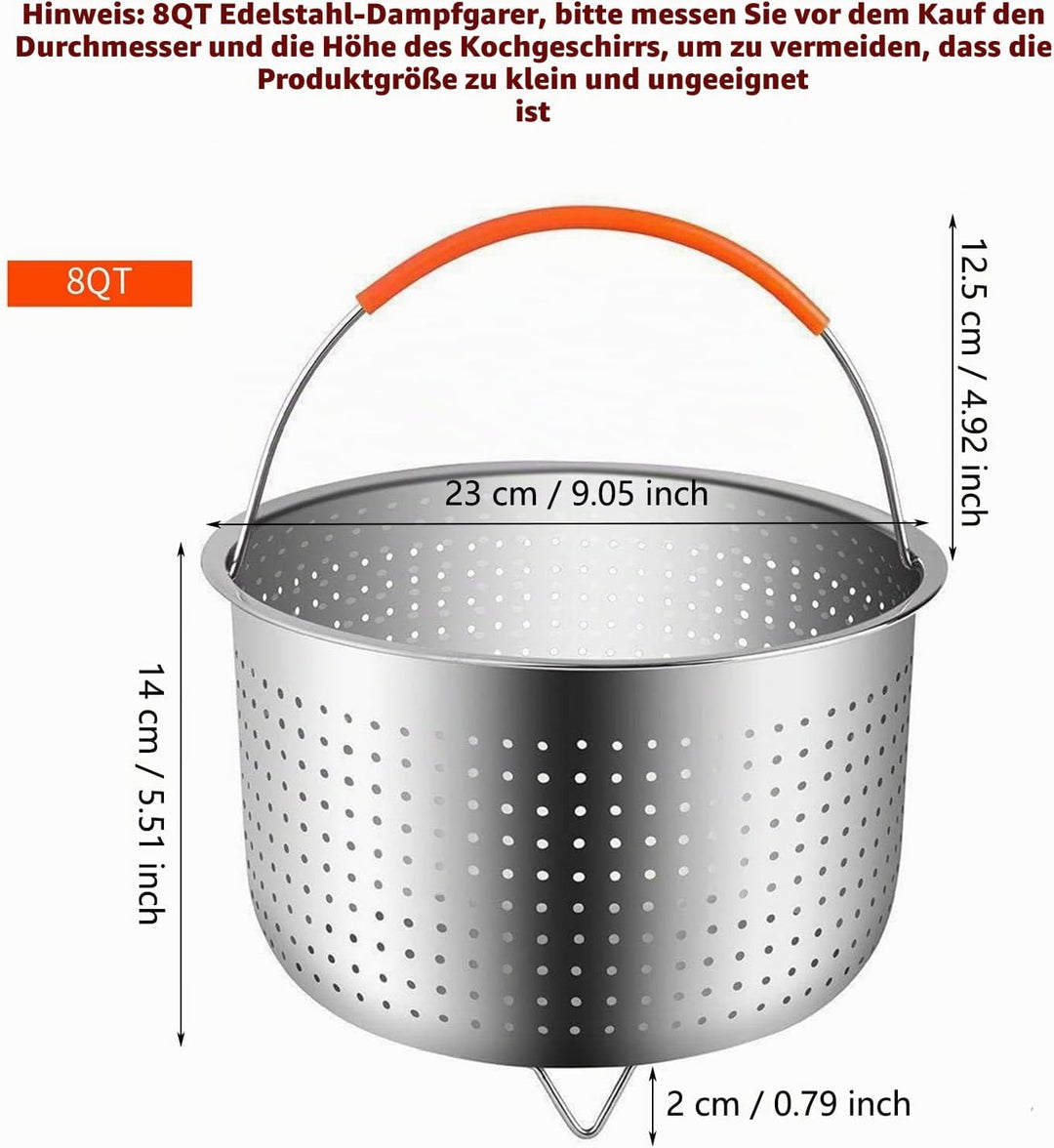 Edelstahl Dampfgarer Dampfeinsatz, Instant Topf Zubehör, Kochen Gemüse Dampfkorb, Dämpfkorb für Schn