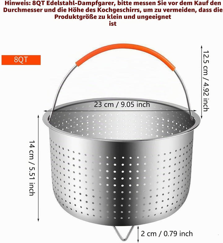 Edelstahl Dampfgarer Dampfeinsatz, Instant Topf Zubehör, Kochen Gemüse Dampfkorb, Dämpfkorb für Schn
