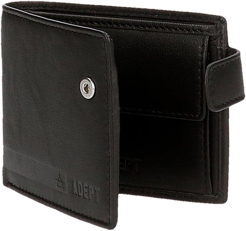 Adept Alan Horizontale Geldbörse mit Klickverschluss Schwarz 11 x 8,5 x 1 cm Leder, Schwarz , Querta