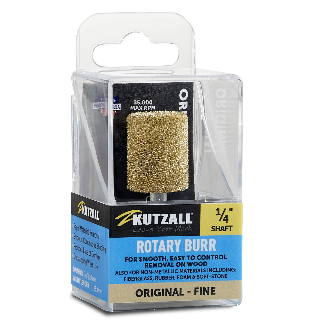 Kutzall Original Zylinderfräser, 1⁄4" Schaft, fein - Holzbearbeitungswerkzeug für Bosch, DeWalt, Mil