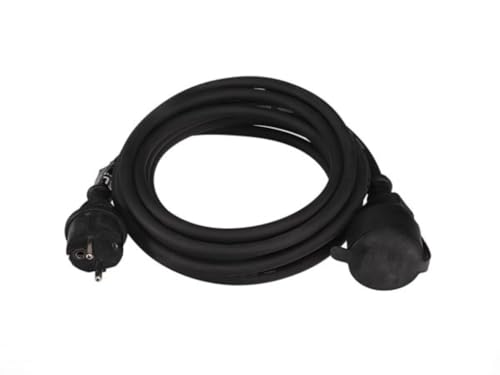 PEREL - EC05R15 Gummi Verlängerungskabel, Kabellänge 5 m, Schwarz 176604