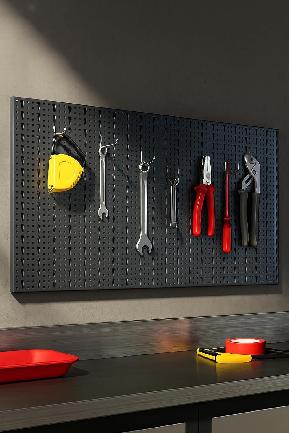 Labor Lochblech aus Metall, 980 x 460 mm, Schwarz