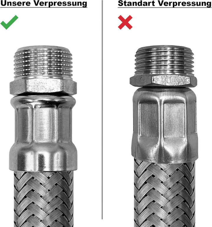 AWM Edelstahl Flexschlauch 1/2, 3/4, 1 Zoll Panzerschlauch Anschlussschlauch Sanitär Hauswasserwerk