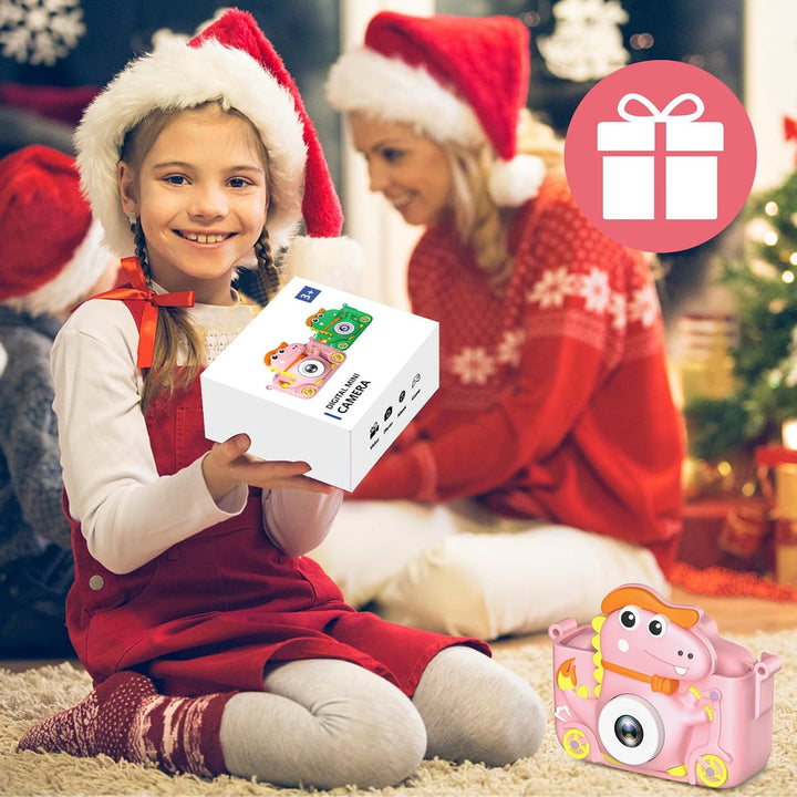 Kinderkamera Dinosaurier, Kinder Kamera 2" Display 1080P, Selfie Digitalkamera Kinder mit 32GB, Foto