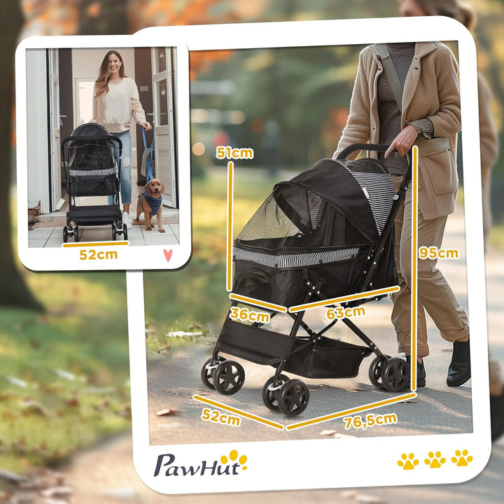 PawHut Hundebuggy Hundewagen Buggy für kleine Hunde und Katzen Haustierwagen Pet Stroller Katzenbugg