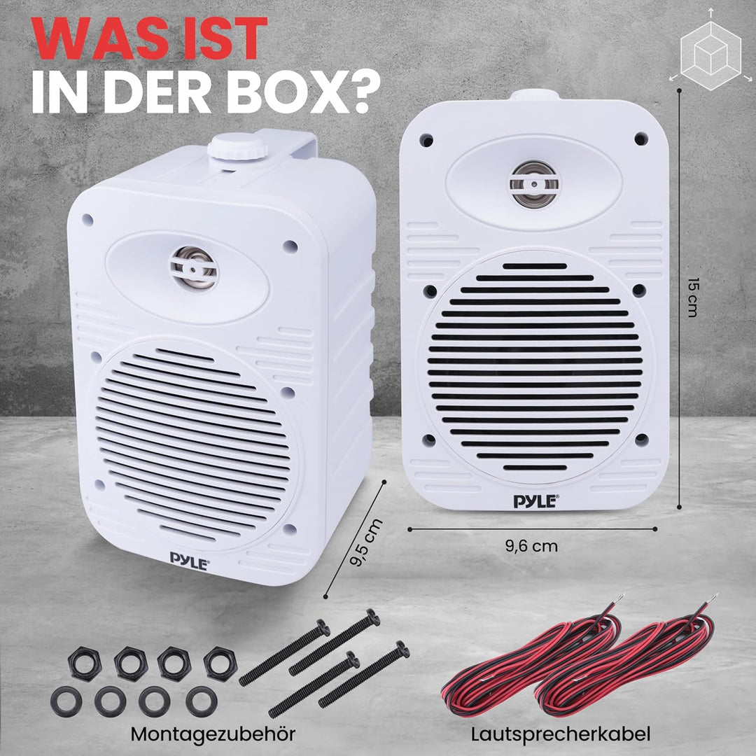 Pyle Lautsprecher Set Outdoor Indoor – 500W 4” 2-Wege Boxen wasserdicht Full Range Stereo Sound, Wet