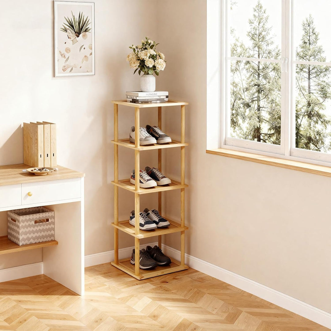 Aniston Bambus-Schuhregal, 5 Etagen, vertikales Schuhregal für kleine Räume, freistehend, hoch, schm