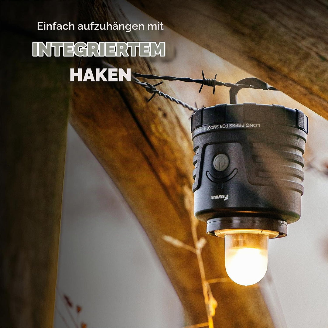 Favour LED Laterne Outdoor Lampe hell 1105 Lumen | Camping Lampe, IP64 wasserdicht, stossfest | Camp