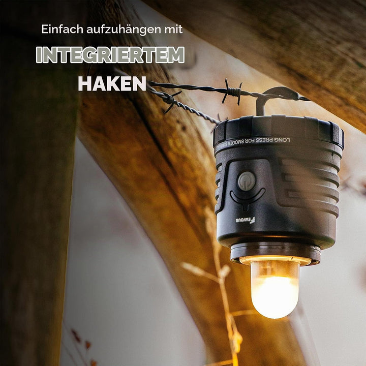 Favour LED Laterne Outdoor Lampe hell 1105 Lumen | Camping Lampe, IP64 wasserdicht, stossfest | Camp