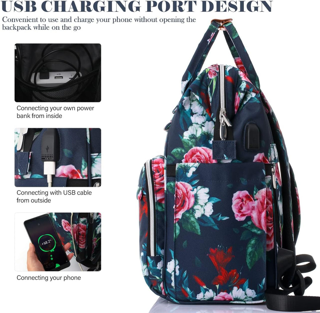RJEU Rucksack Damen,Schulrucksack Mädchen Teenager mit USB-Ladeanschluss,Laptop Rucksack Schule für