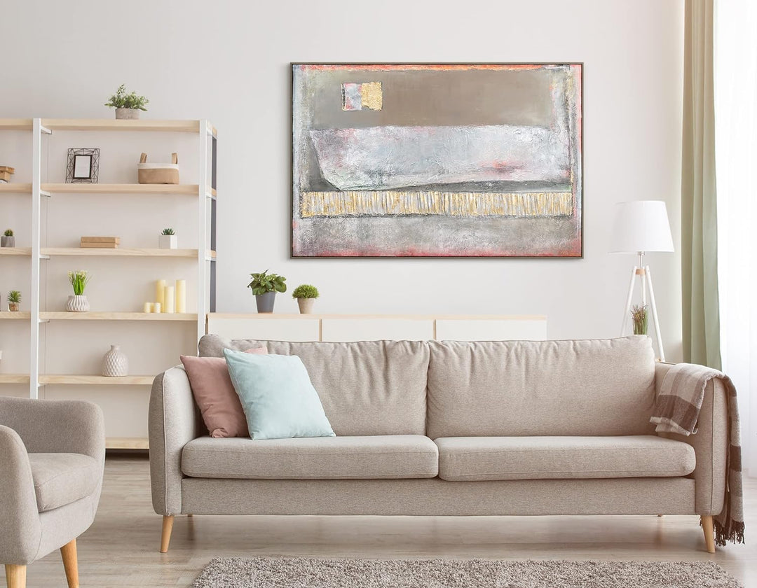 YS-Art Luxus Abstrakt Acryl Gemälde auf Leinwand Accent handgemalt Wandbilder Wohnzimmer modern Wohn