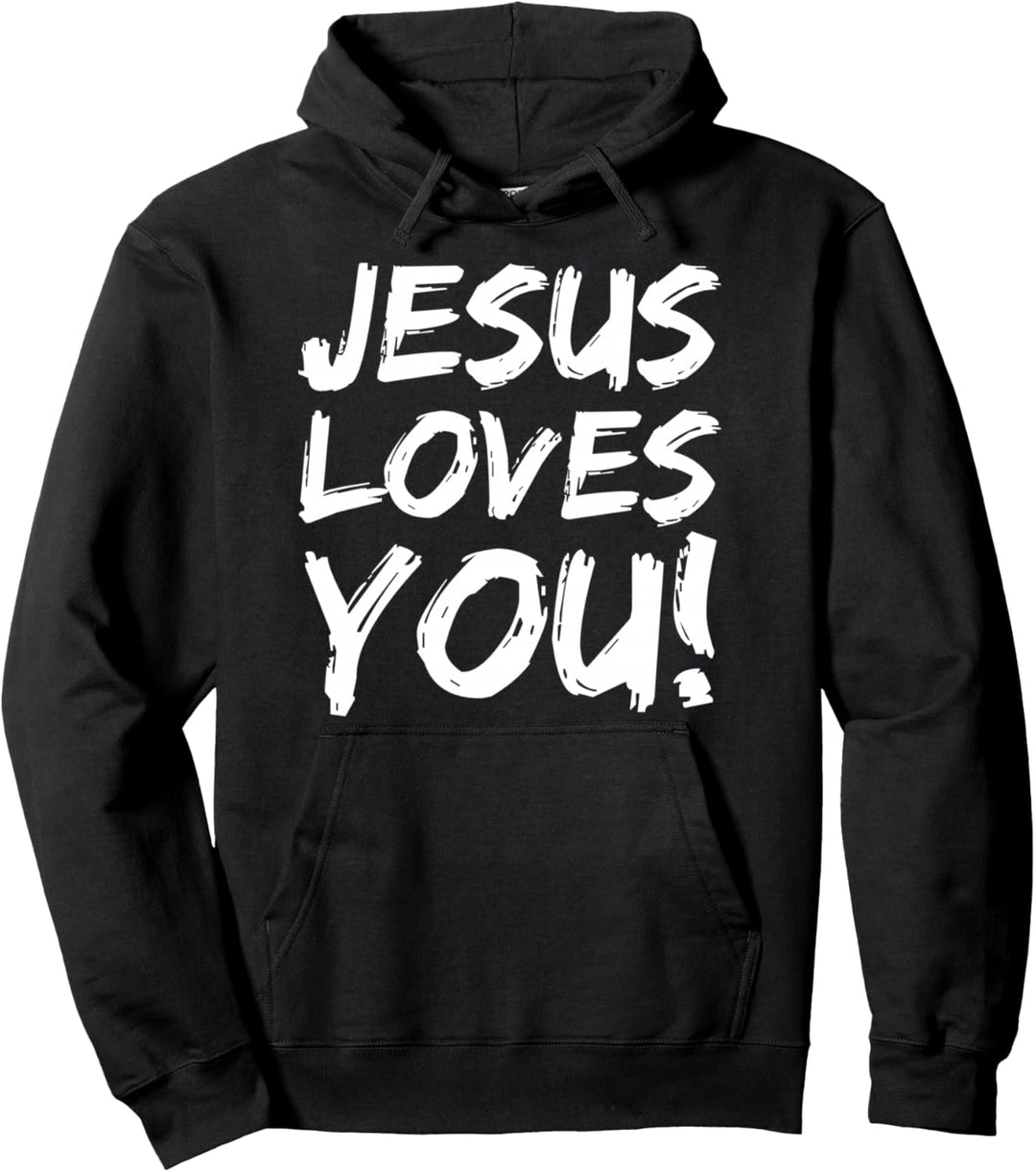 Christian Evangelism Gift for Men Jesus Loves You! Pullover Hoodie