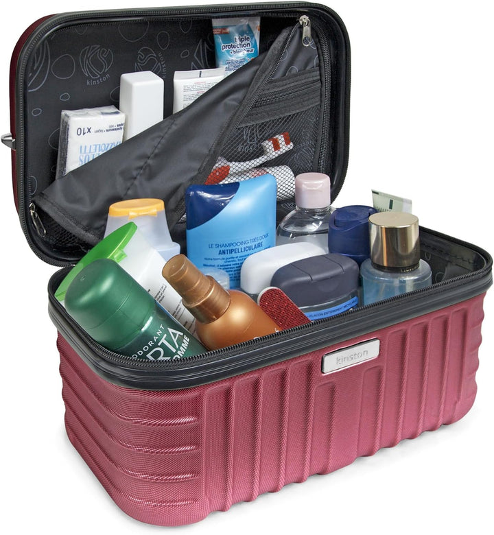 KINSTON Vanity Case Hartschale mit Schulterriemen – Kulturbeutel Reise Kosmetik – Hartschale mit Gri